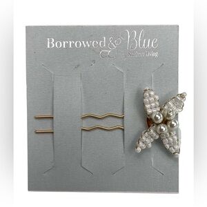 🆕 Borrowed & Blue by Southern Living Gold/Brass/Pearl Flower HairPin